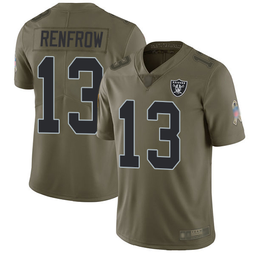 Men Oakland Raiders Limited Olive Hunter Renfrow Jersey NFL Football #13 2017 Salute to Service Jersey->oakland raiders->NFL Jersey